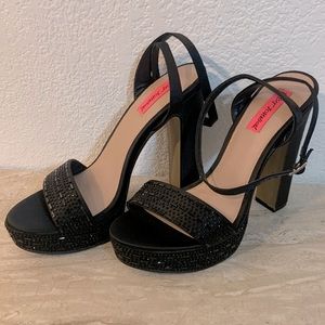 Betsey Johnson Embellished Satin Platform Heels